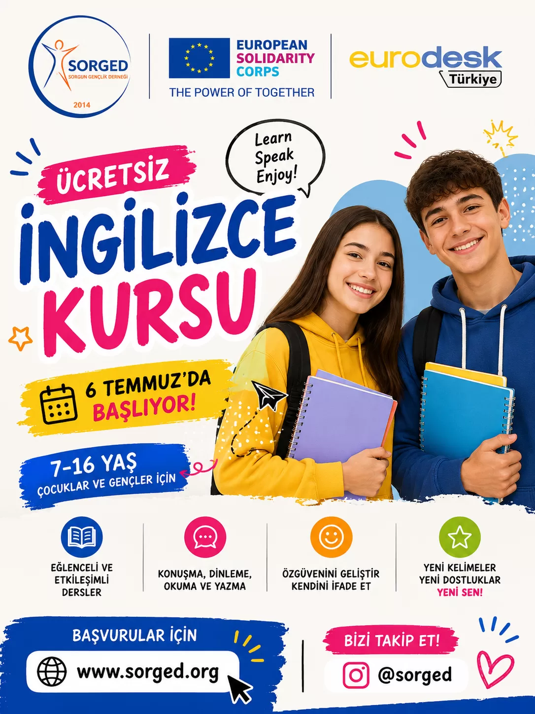 Çocuklar ve Gençler için İngilizce Kursumuz Başlıyor 